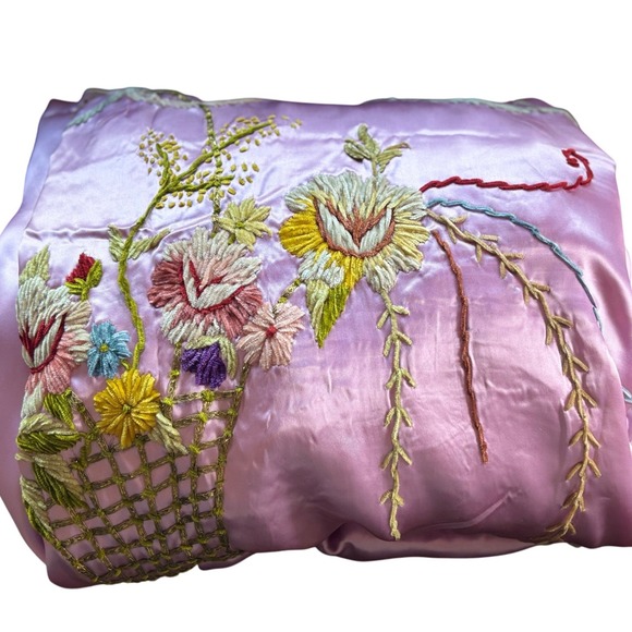 Estate Other - RARE ANTIQUE textile 1900 Edwardian society silk bedspread embroidery gilt ART